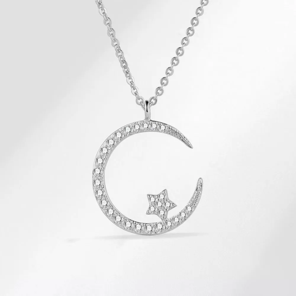 Crescent Moon Star Pendant Necklace, image 4