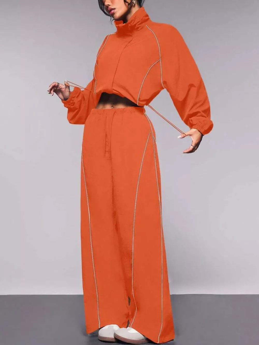 Crop Jacket and Wide-Leg Pants Set, image 9