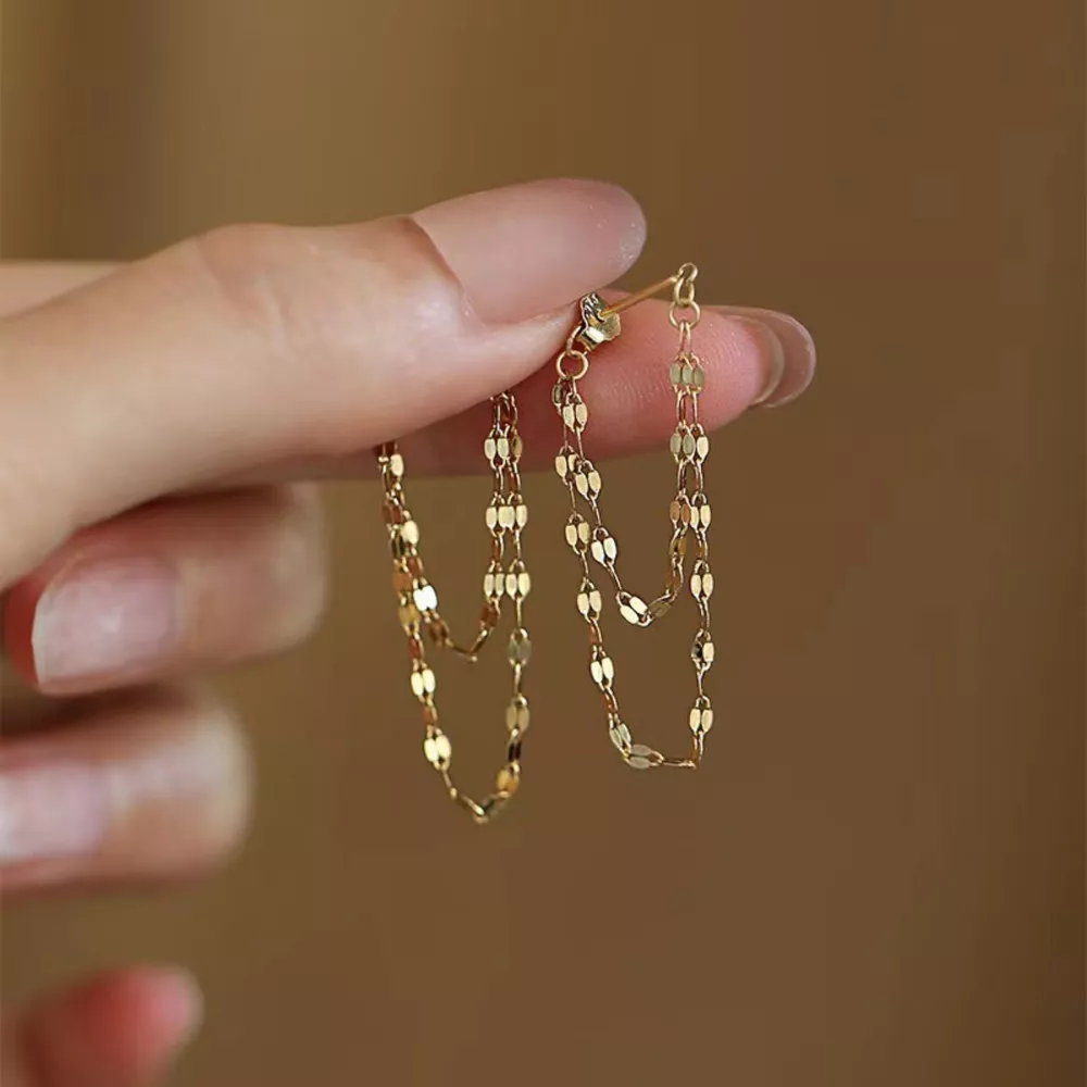 18K Gold-Plated Chain Earrings, image 4