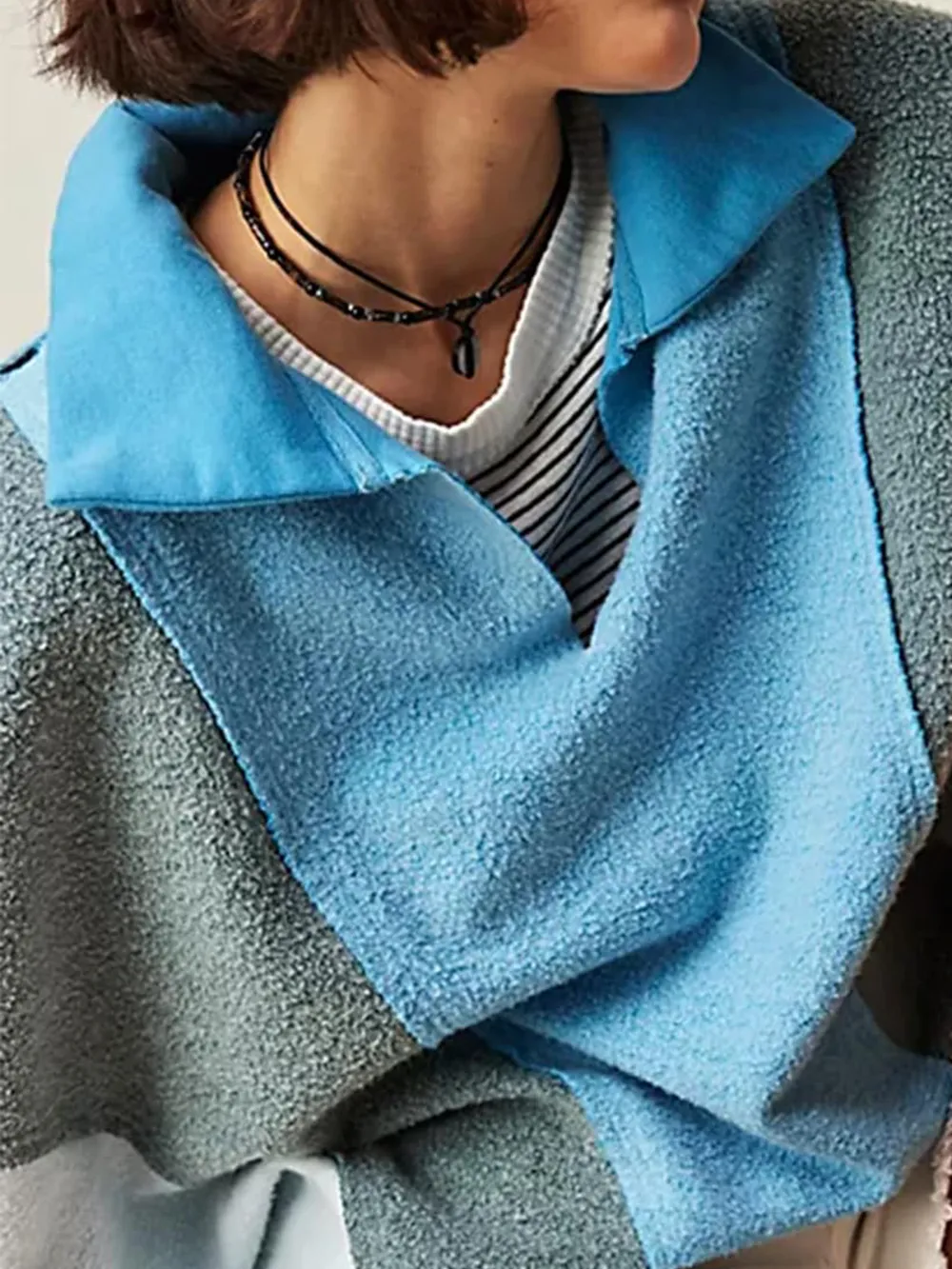 High-Low Exposed Seam Contrast Long Sleeve Sweatshirt, image 12