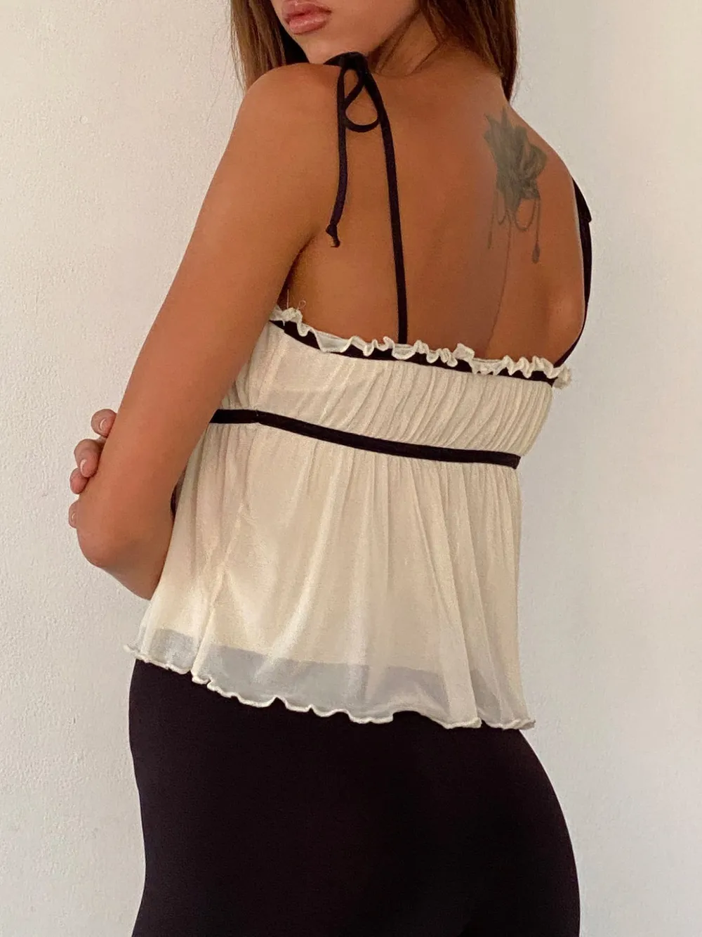 Contrast Trim Tie Straps Cami, image 4