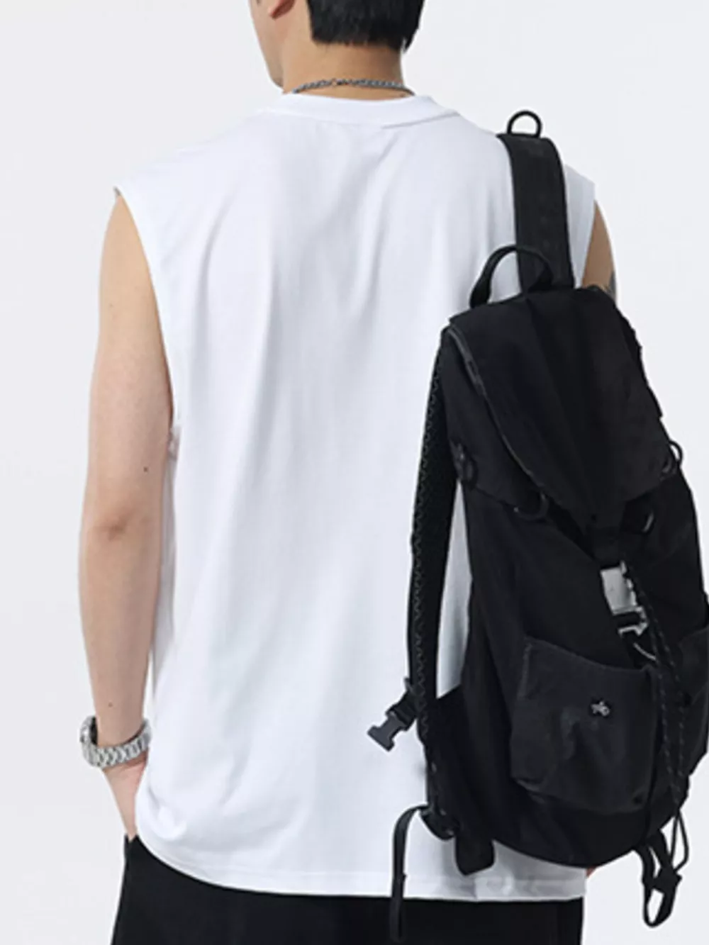 Men's Plus Size Round Neck Tank with Chest Pocket, image 4