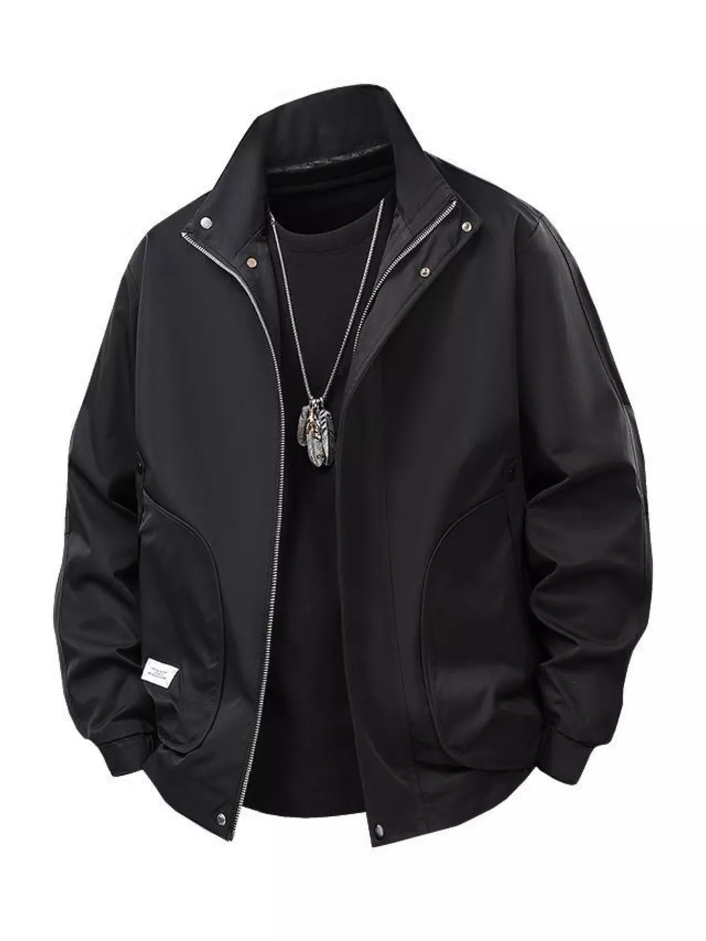 Men's Plus Size Casual Stand Collar Lightweight Bomber Jacket, image 4