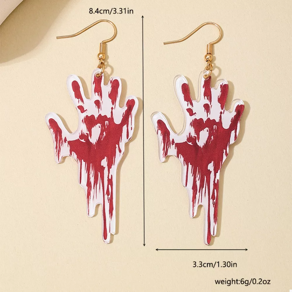 Halloween Bloody Hand Dangle Earrings, image 5