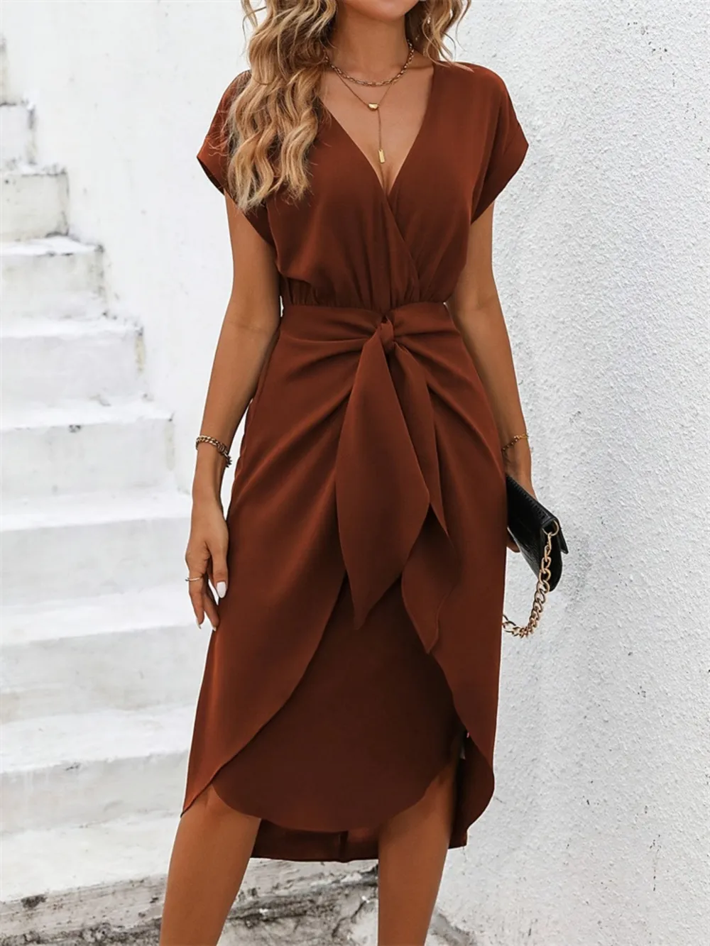 Tied Surplice Short Sleeve Dress, image 5