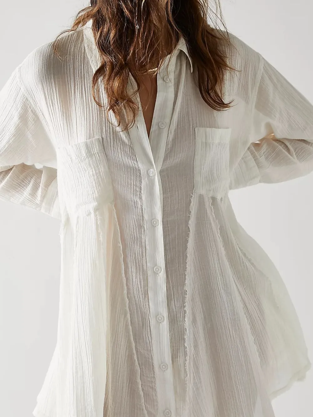 Textured Button-Down Shirt Dress, image 4