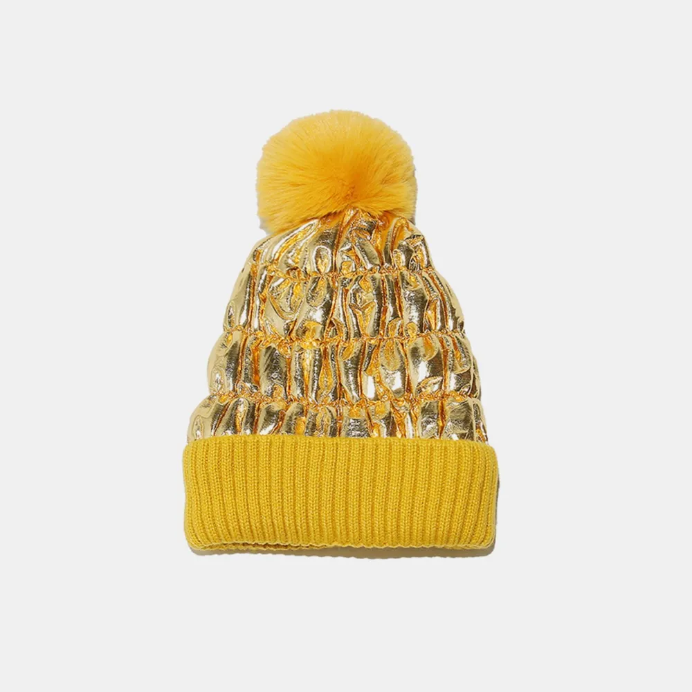 Thermal Knit Hat with Pompom, image 2