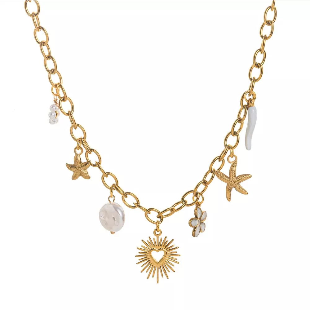 18K Gold-Plated Stainless Steel Charm Necklace, image 7