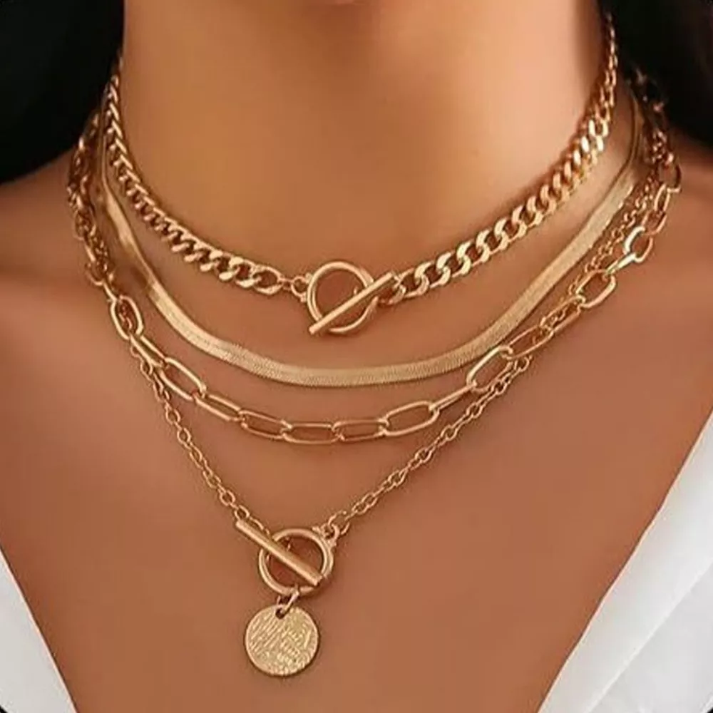 4-Piece Layered Coin Pendant Necklace, image 2