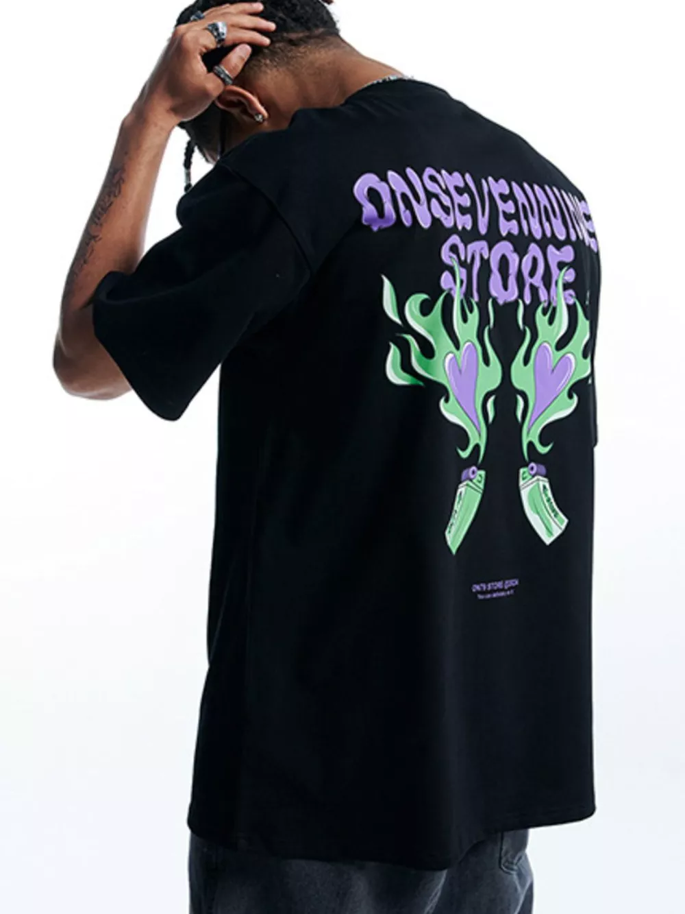 Men's Oversized Round Neck Graphic T-Shirt