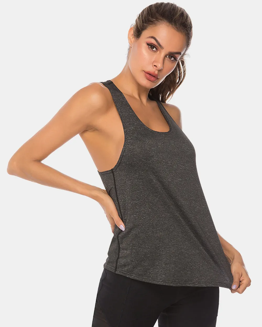 Full Size Scoop Neck Wide Strap Active Tank, image 13