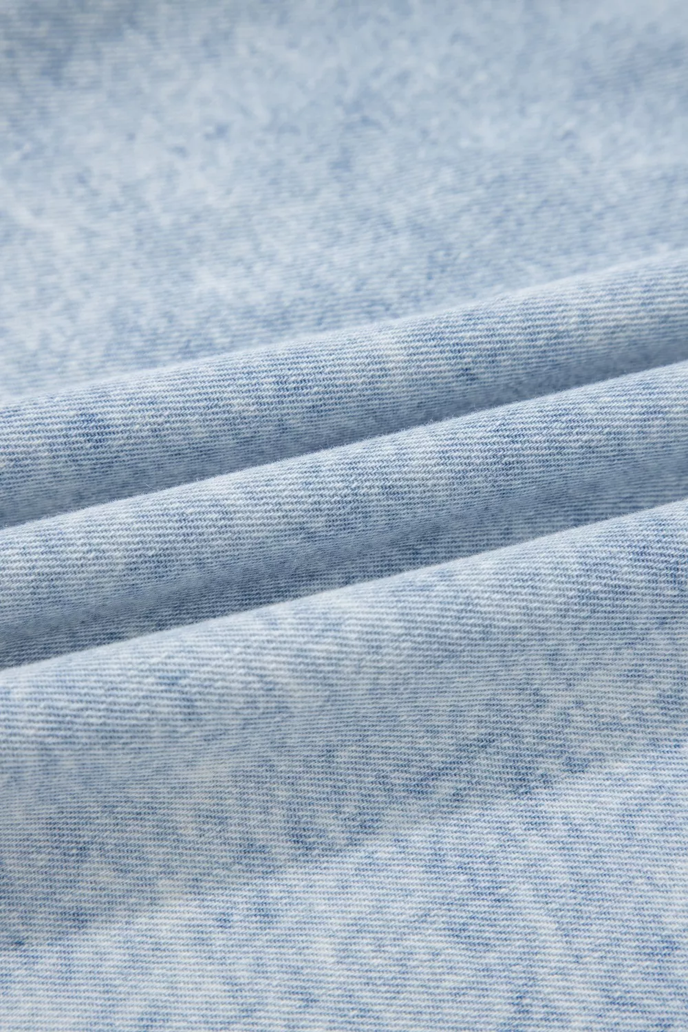 Ruffle Pleated Detail Vintage Washed Denim Top, image 11
