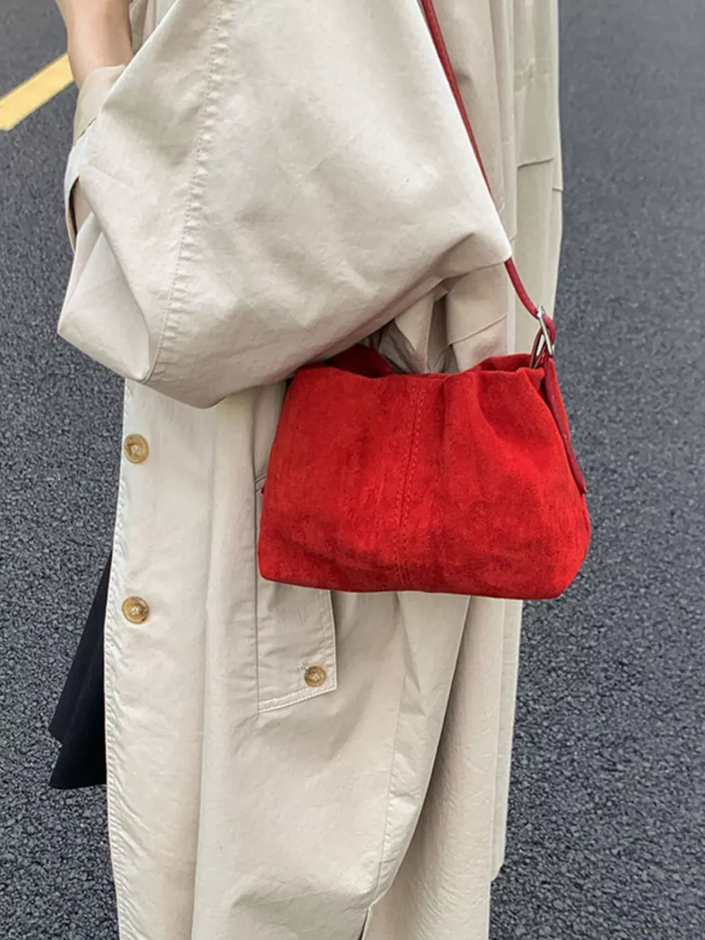 Suede Adjustable Strap Crossbody Bag, image 7