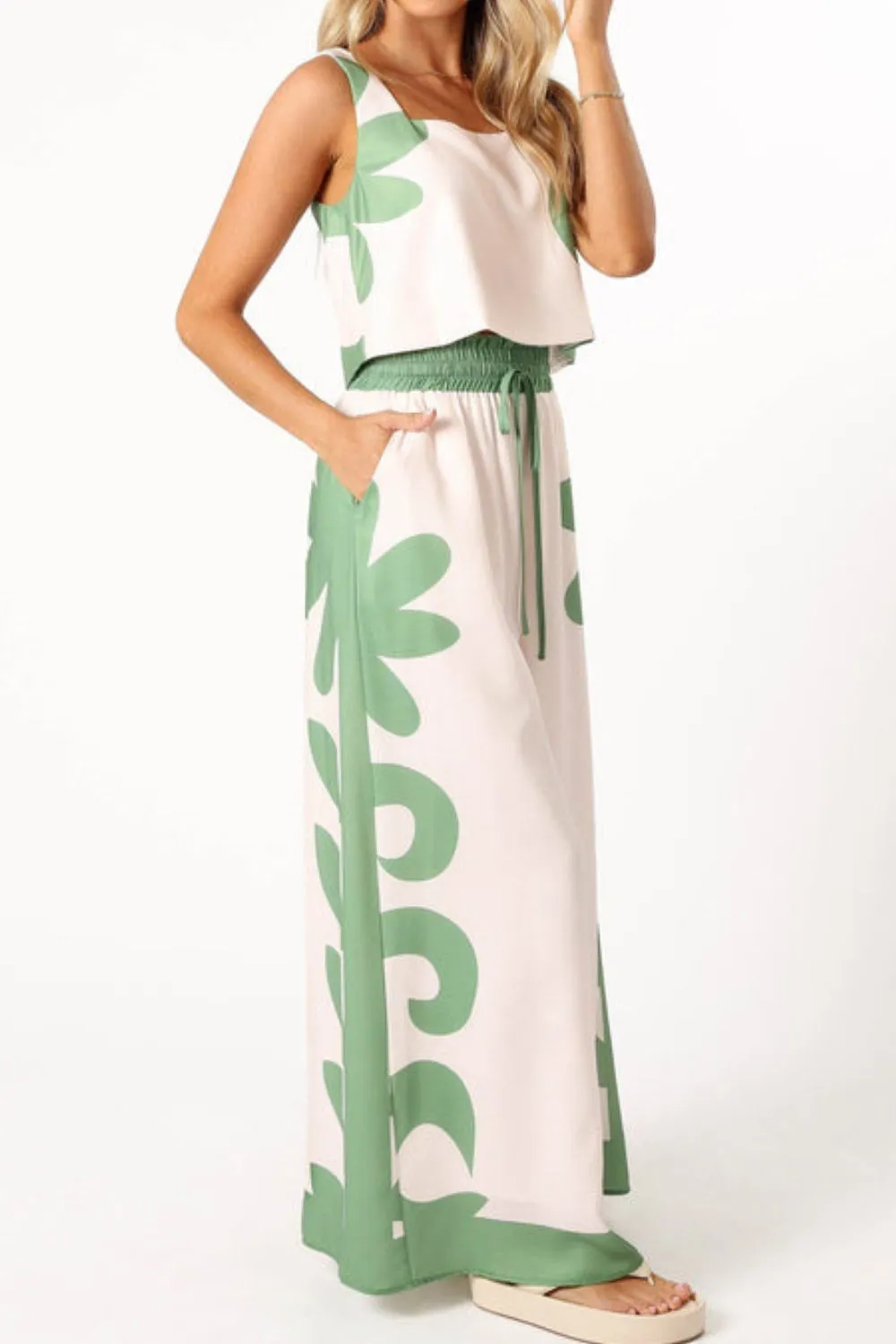Leaf Print Tank Top and Pants Set, image 4