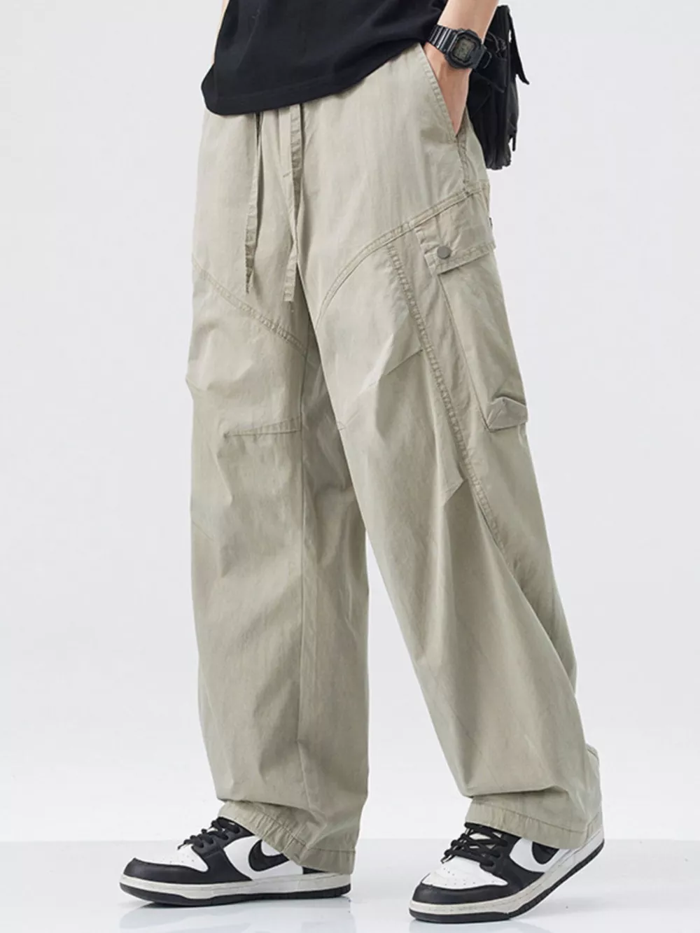 Men's Wide Leg Drawstring Pants, image 7
