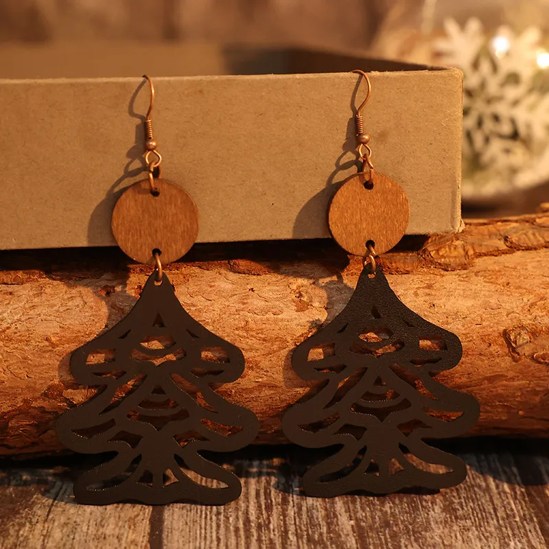 Wooden Cutout Tree Shape Earrings, image 2
