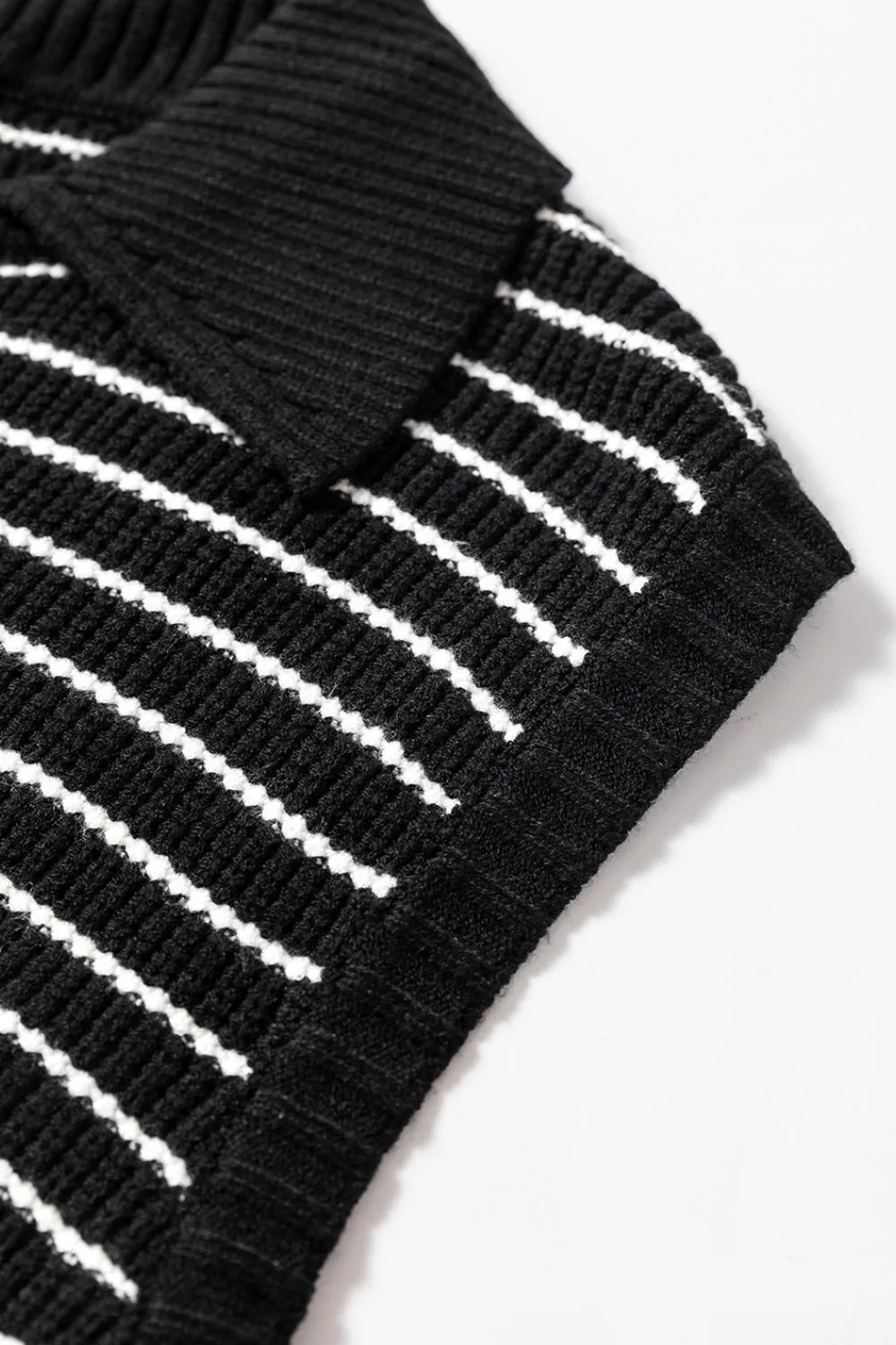 Stripe Turn-Down Johnny Collar Sweater Vest, image 8