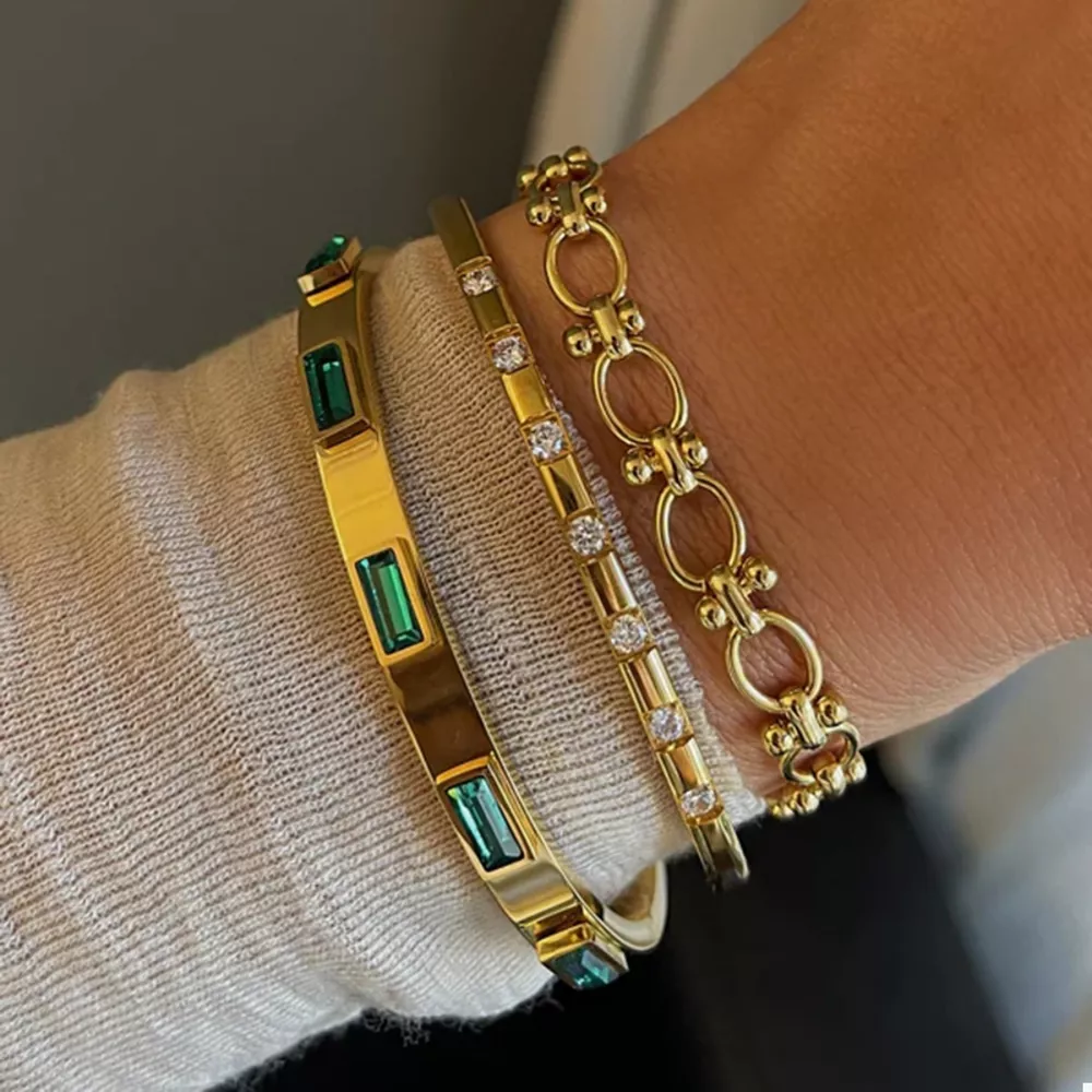 18K Gold-Plated Stainless Steel Zircon Bracelet, image 3