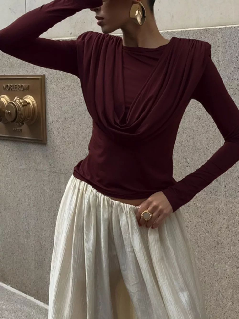 Ruched Long Sleeve T-Shirt, image 4