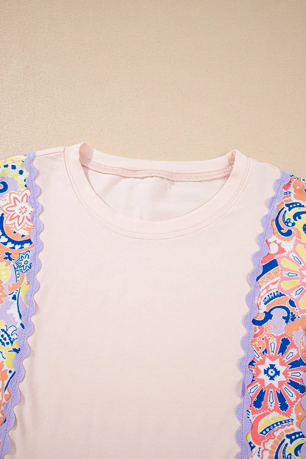 Paisley Print Plaid Long Sleeve Oversized Top, image 5