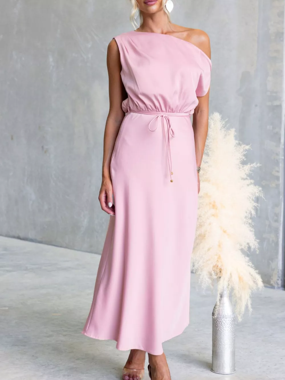 One-Shoulder Tied Midi Dress, image 17