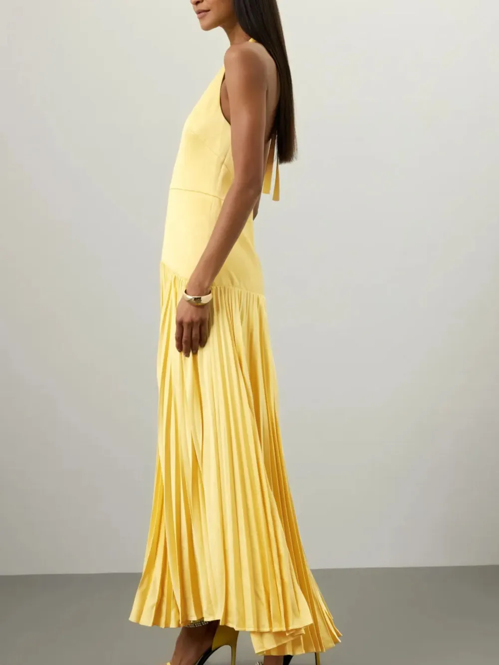 Pleated Halter Neck Maxi Dress, image 8