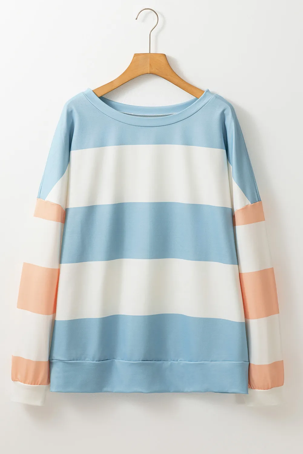 Contrast Color Block Round Neck Long Sleeve Top, image 11