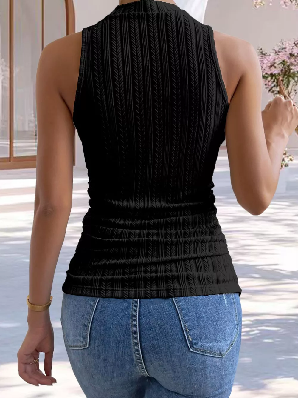 Texture Knit Mock Neck Tank, image 11