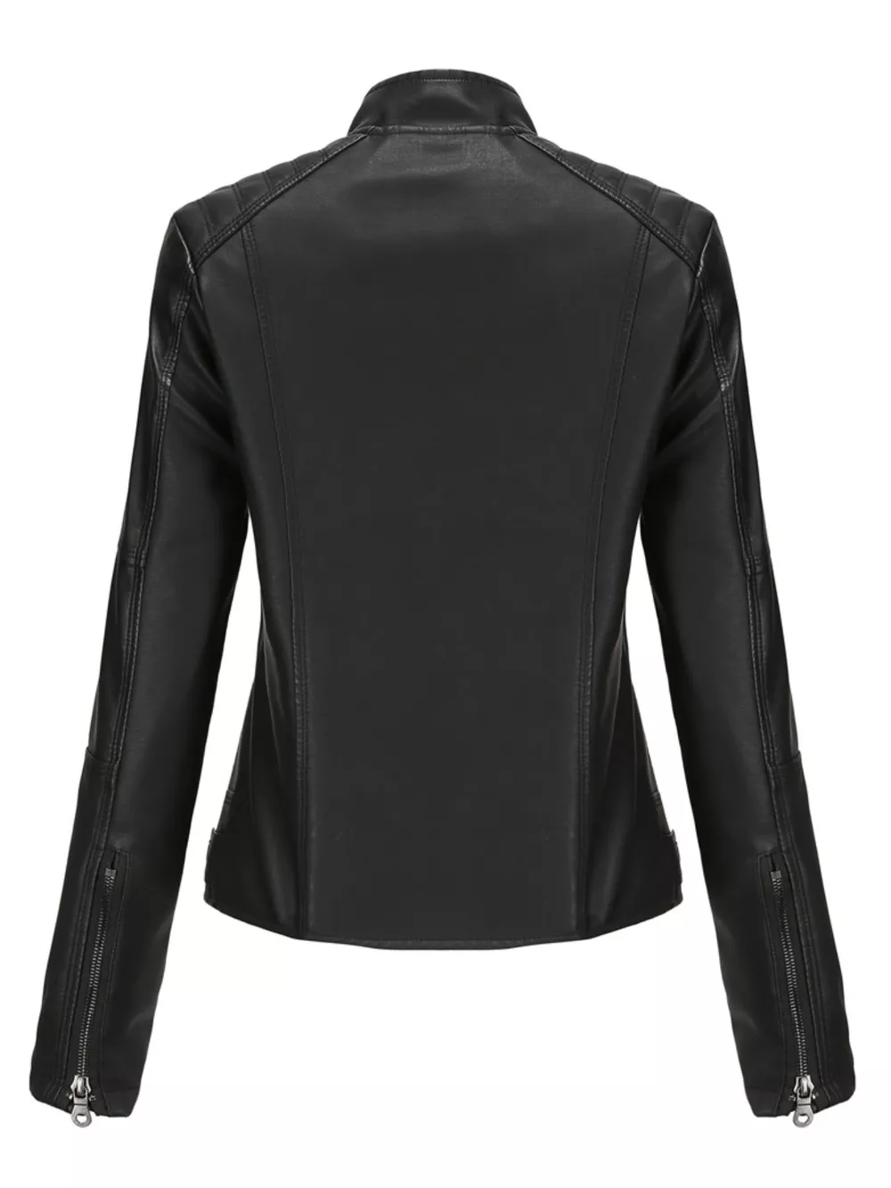 Full Size Slim Fit Faux Leather Moto Jacket Plus Size, image 3