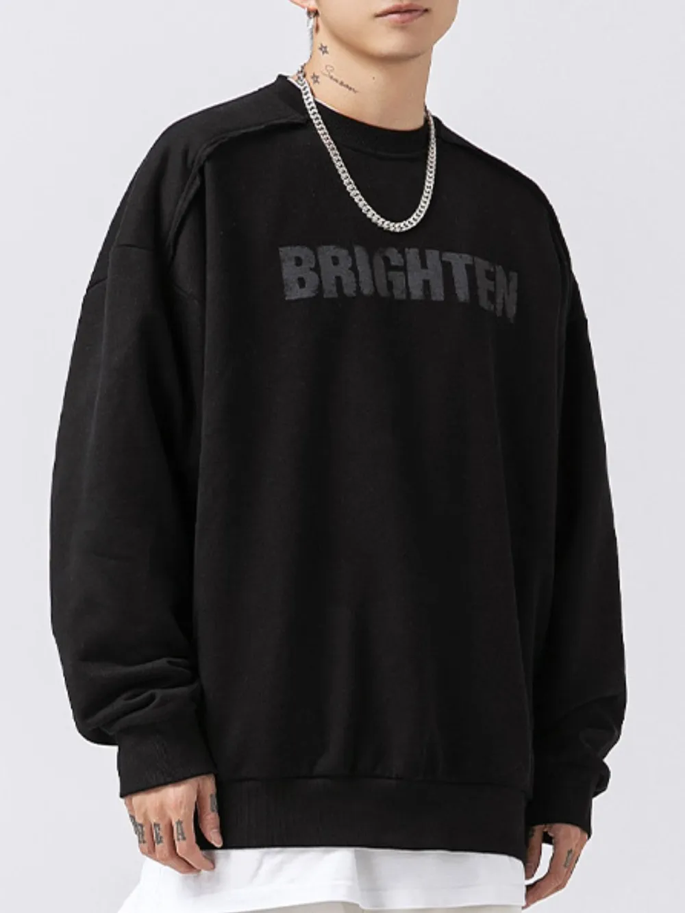 Men's Letter Graphic Round Neck Long Sleeve Sweatshirt, image 3