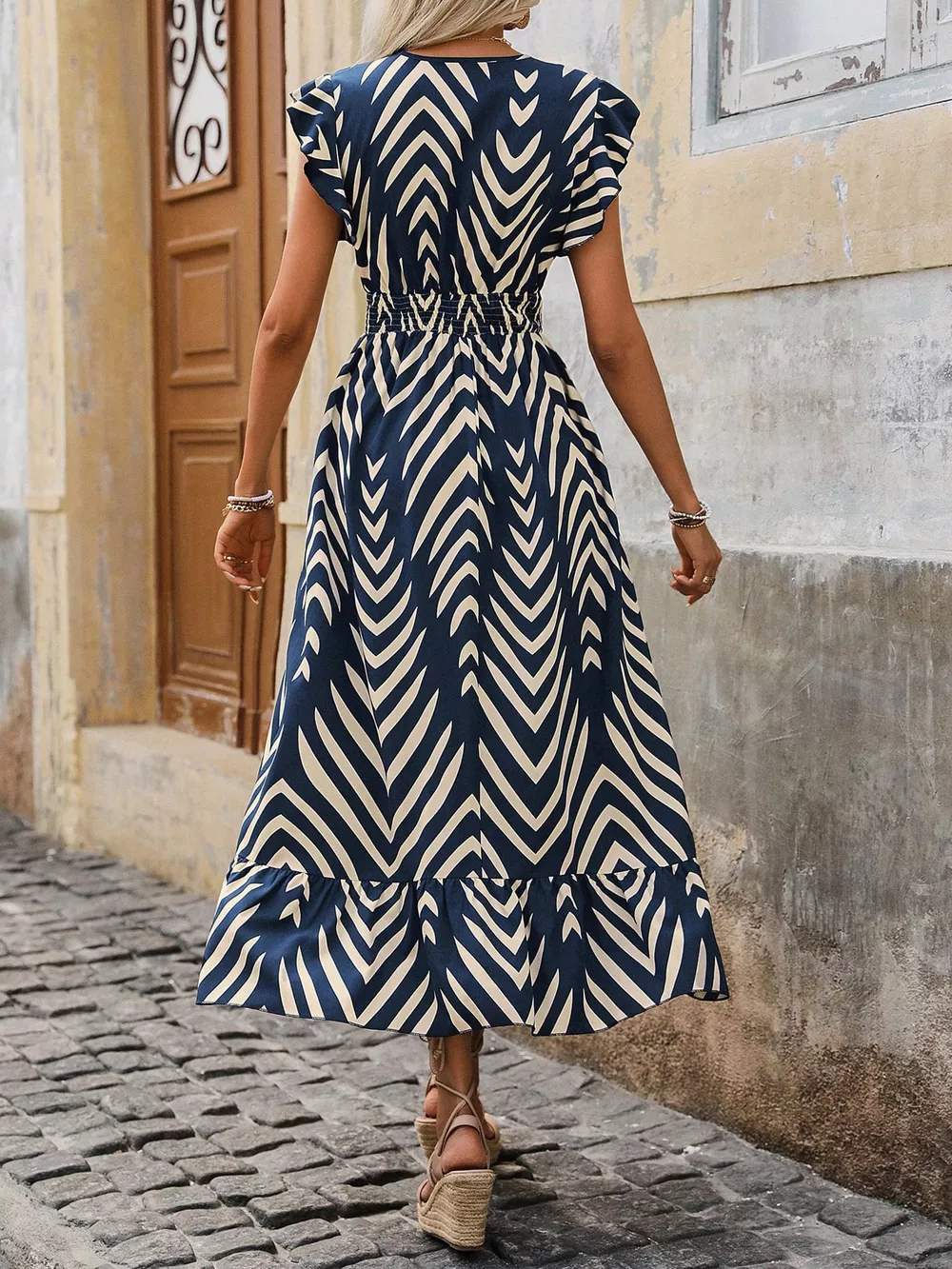Ruffled Cap Sleeve Midi Dress, image 11