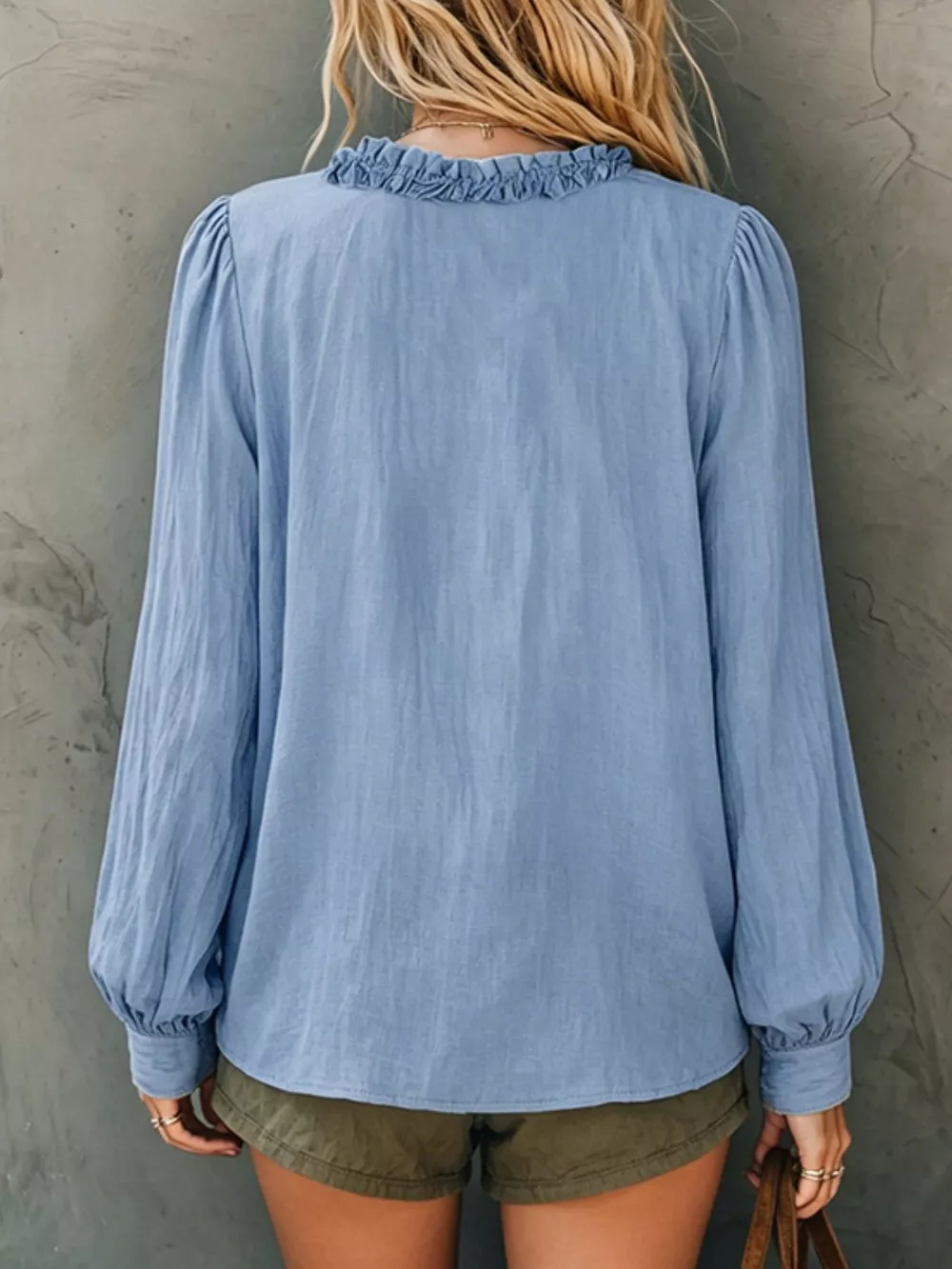 Frill V-Neck Long Sleeve Blouse, image 12