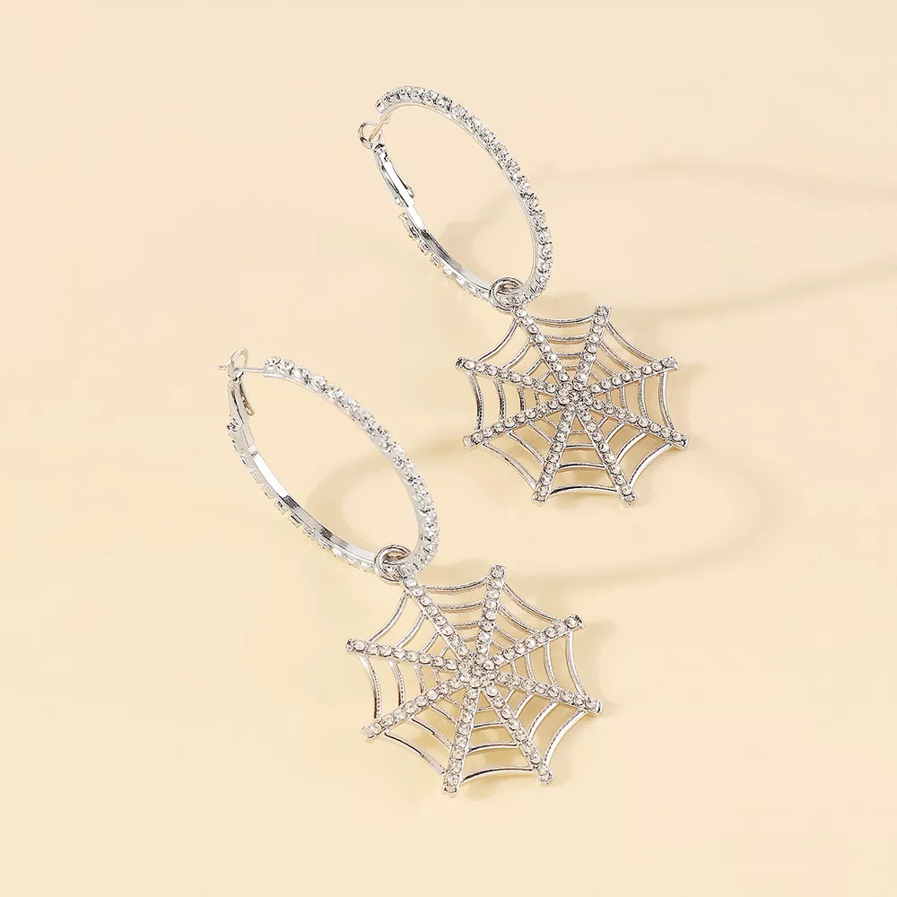 Halloween Spider Web Dangle Hoop Earrings, image 10