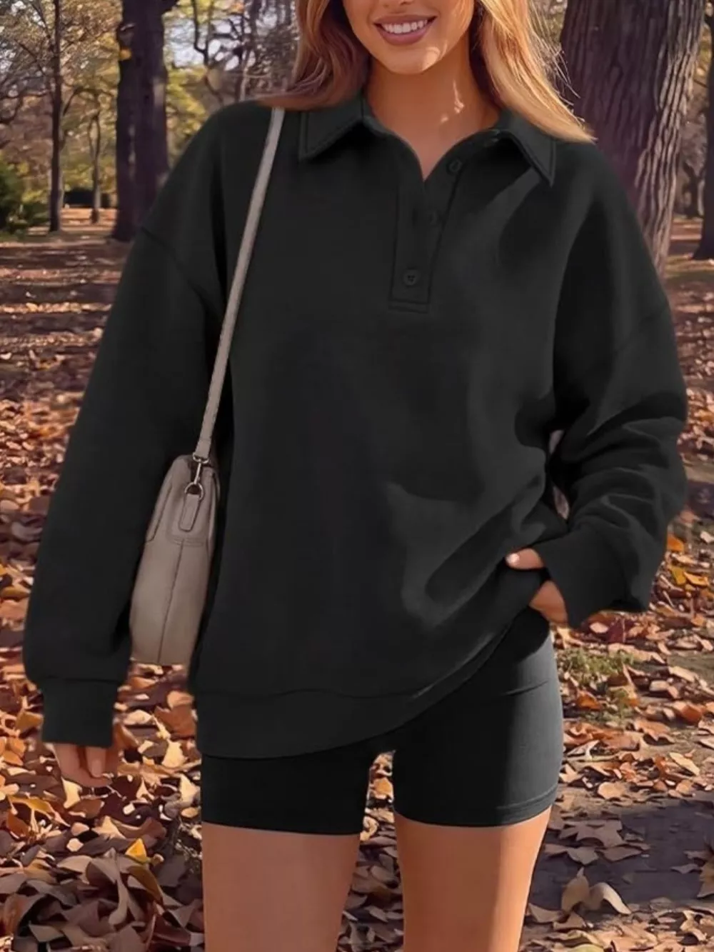 Button Detail Dropped Shoulder Sweatshirt, image 8