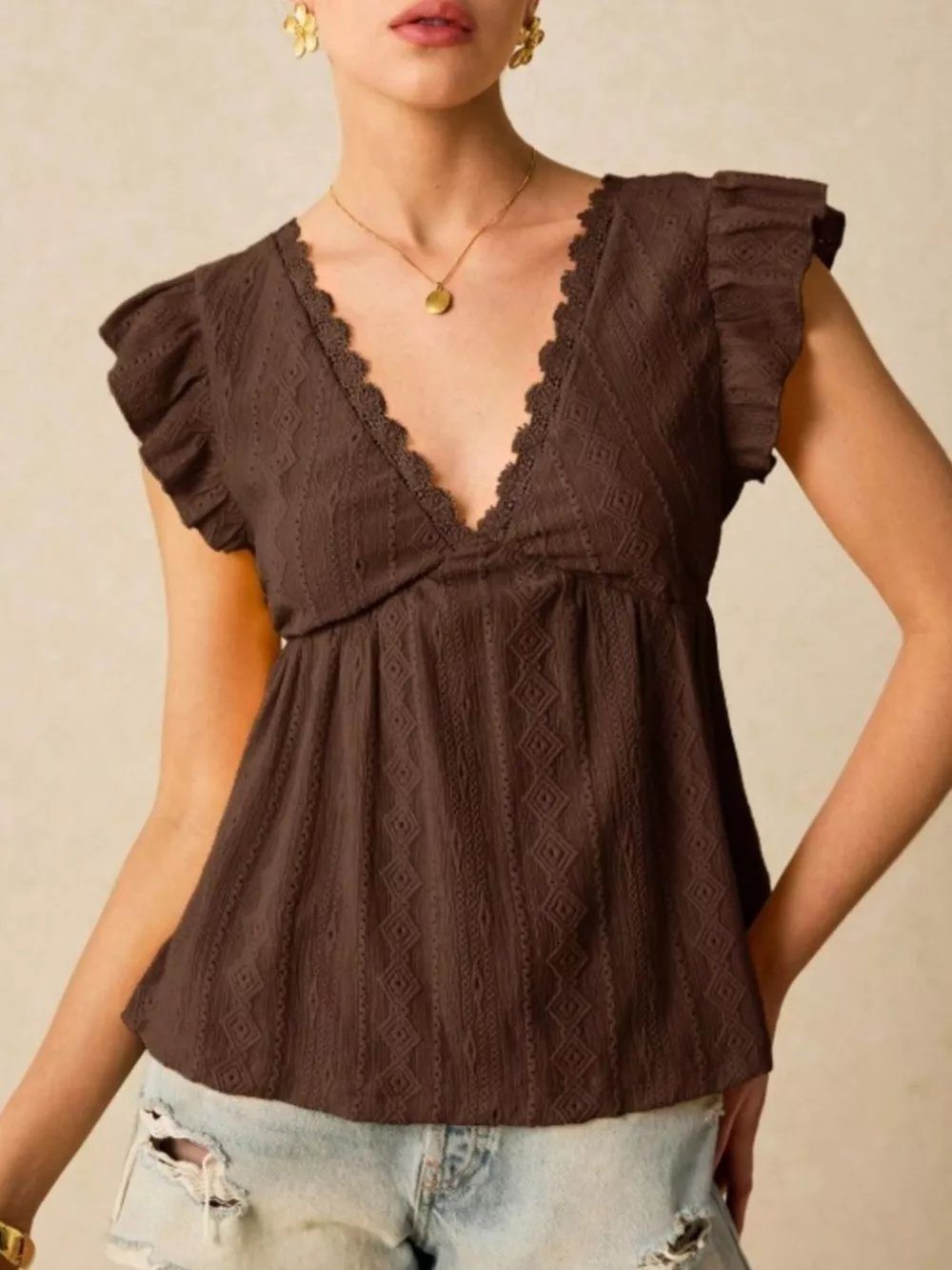 Ruffle Sleeve V-Neck Blouse, image 12
