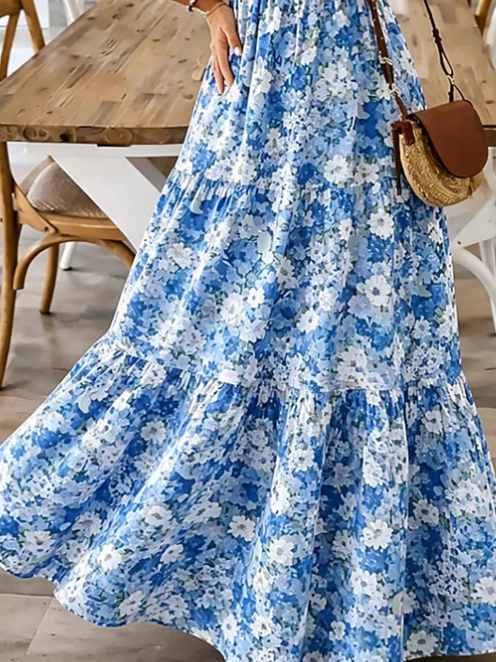 Floral Print Maxi Dress with Spaghetti Straps, image 3