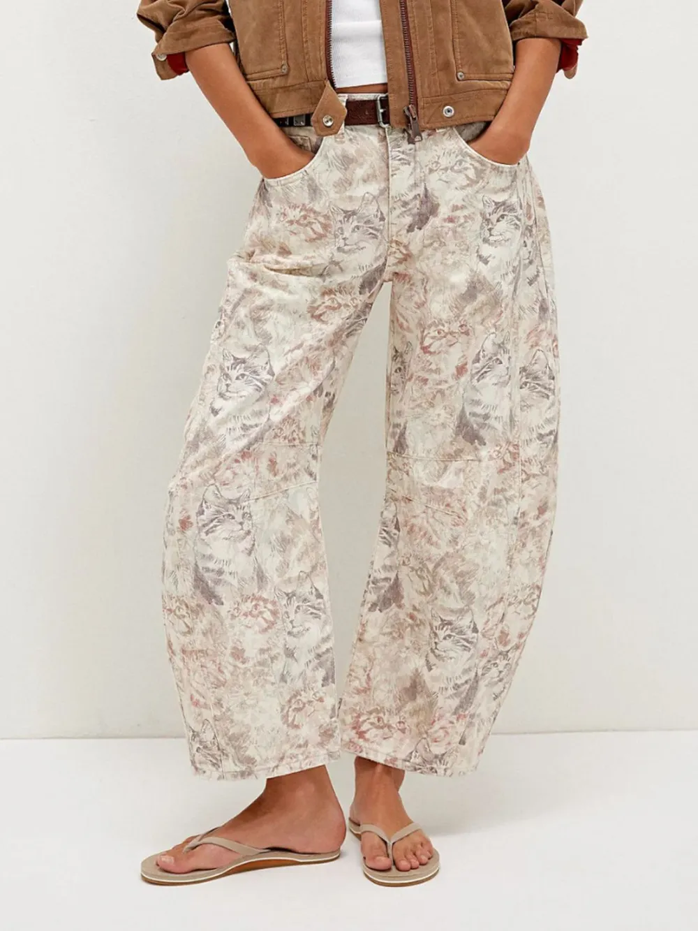 Printed Wide Leg Jeans, image 6