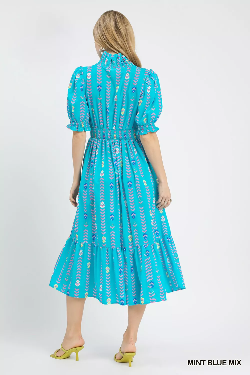 Vibrant Ruffle Smocked Midi Dress, image 2