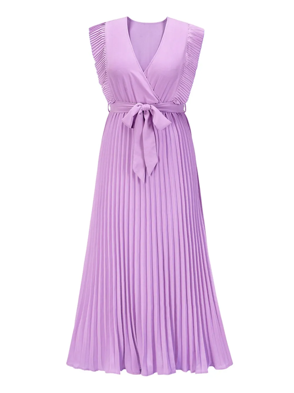 Tied Surplice Cap Sleeve Pleated Dress, image 32