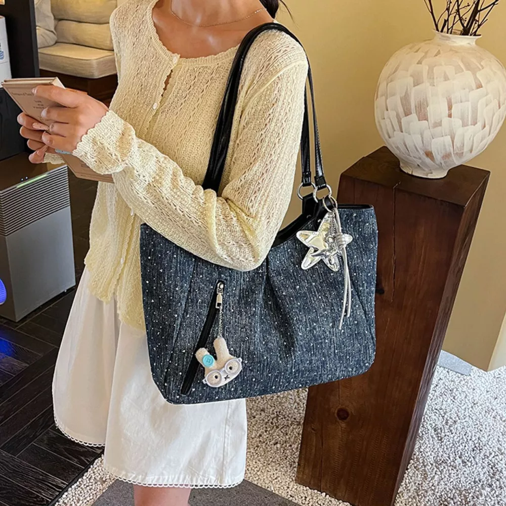 Polka Dot Denim Shoulder Bag, image 2
