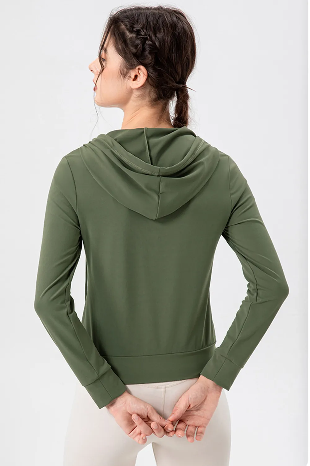 Drawstring Zip Up Hooded Active Outerwear, image 7