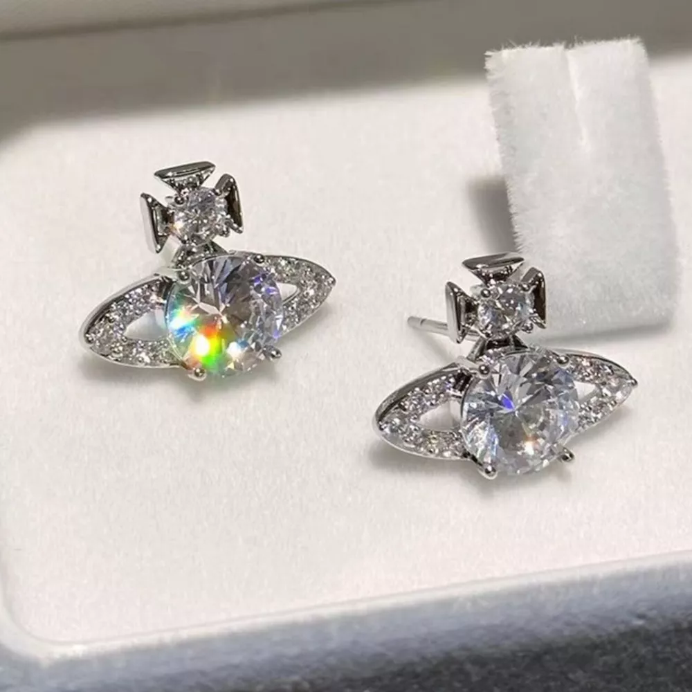 2 Carat Moissanite 925 Sterling Silver Planet Earrings, image 6