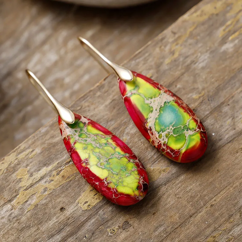Teardrop Shape Natural Stone Dangle Earrings, image 6