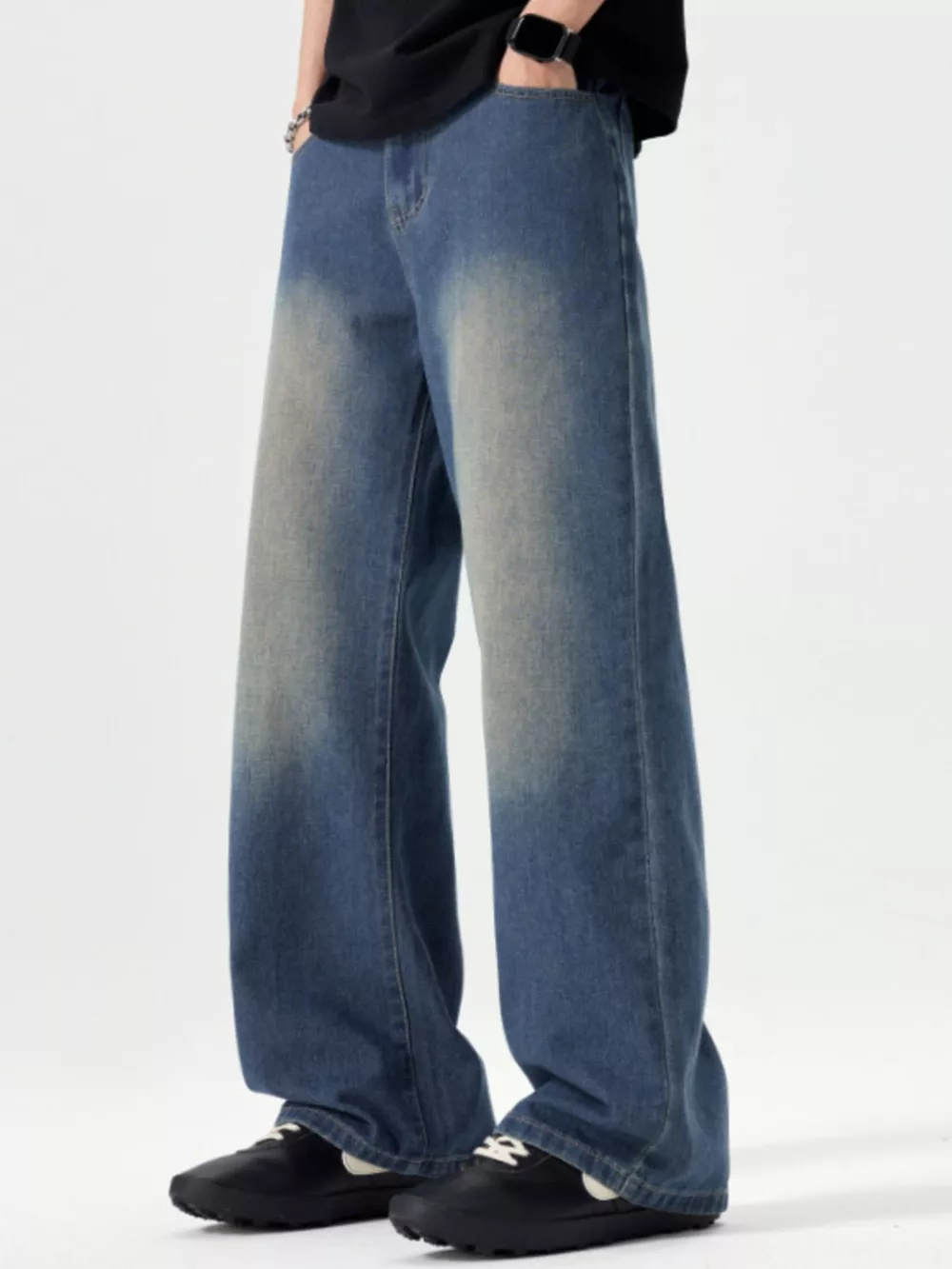 Men's Vintage Wash Wide Leg Jeans, image 12