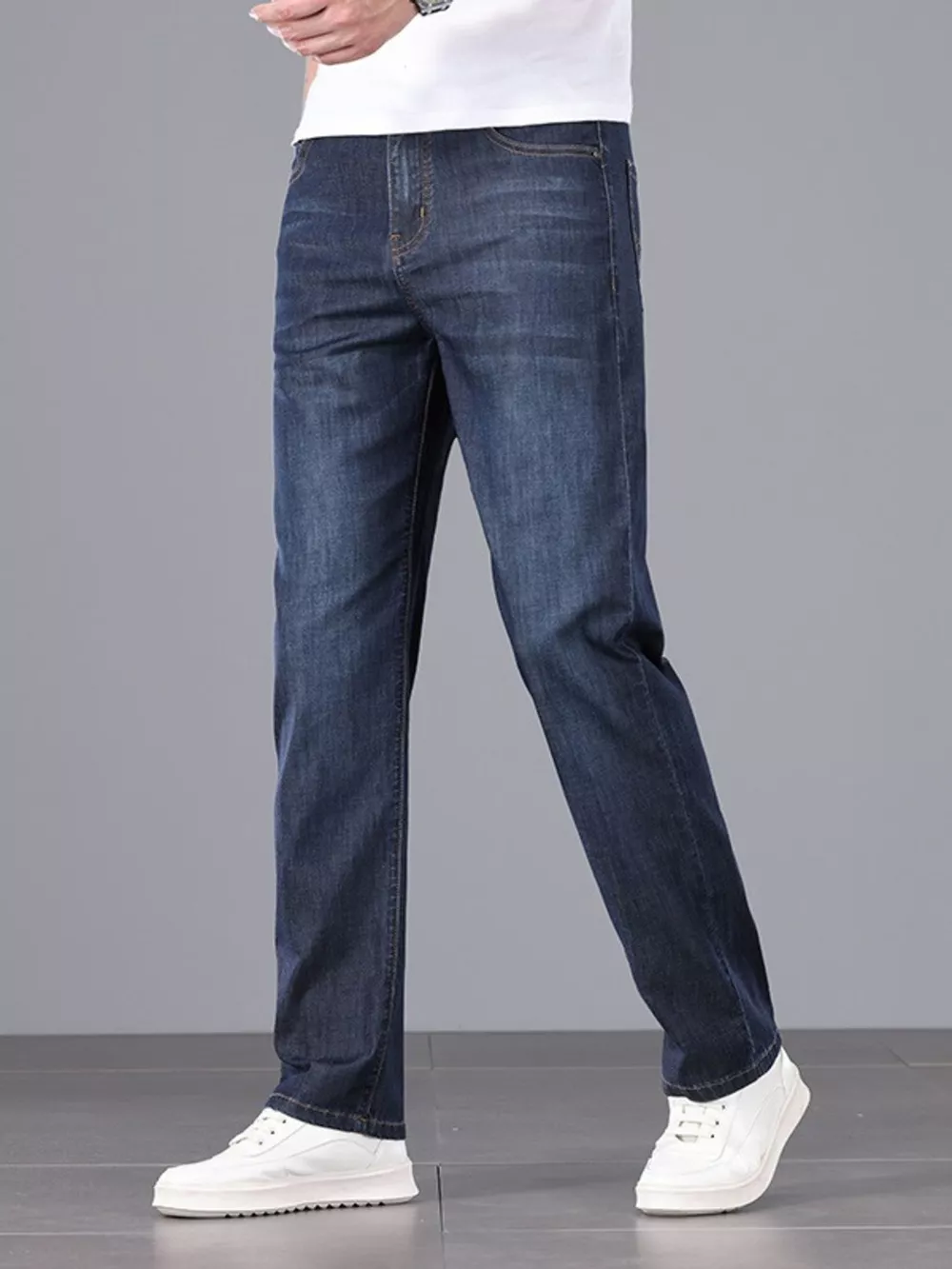 Men's Straight Fit Wash Jeans, image 6