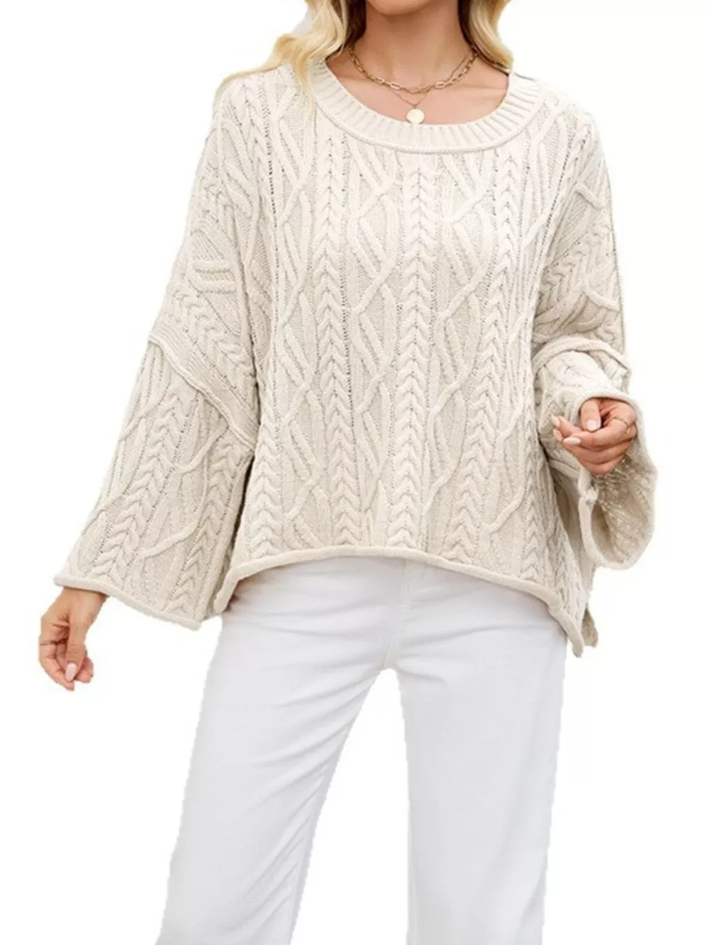 Cozy Cable Knit Drop Shoulder Oversize Sweater, image 5