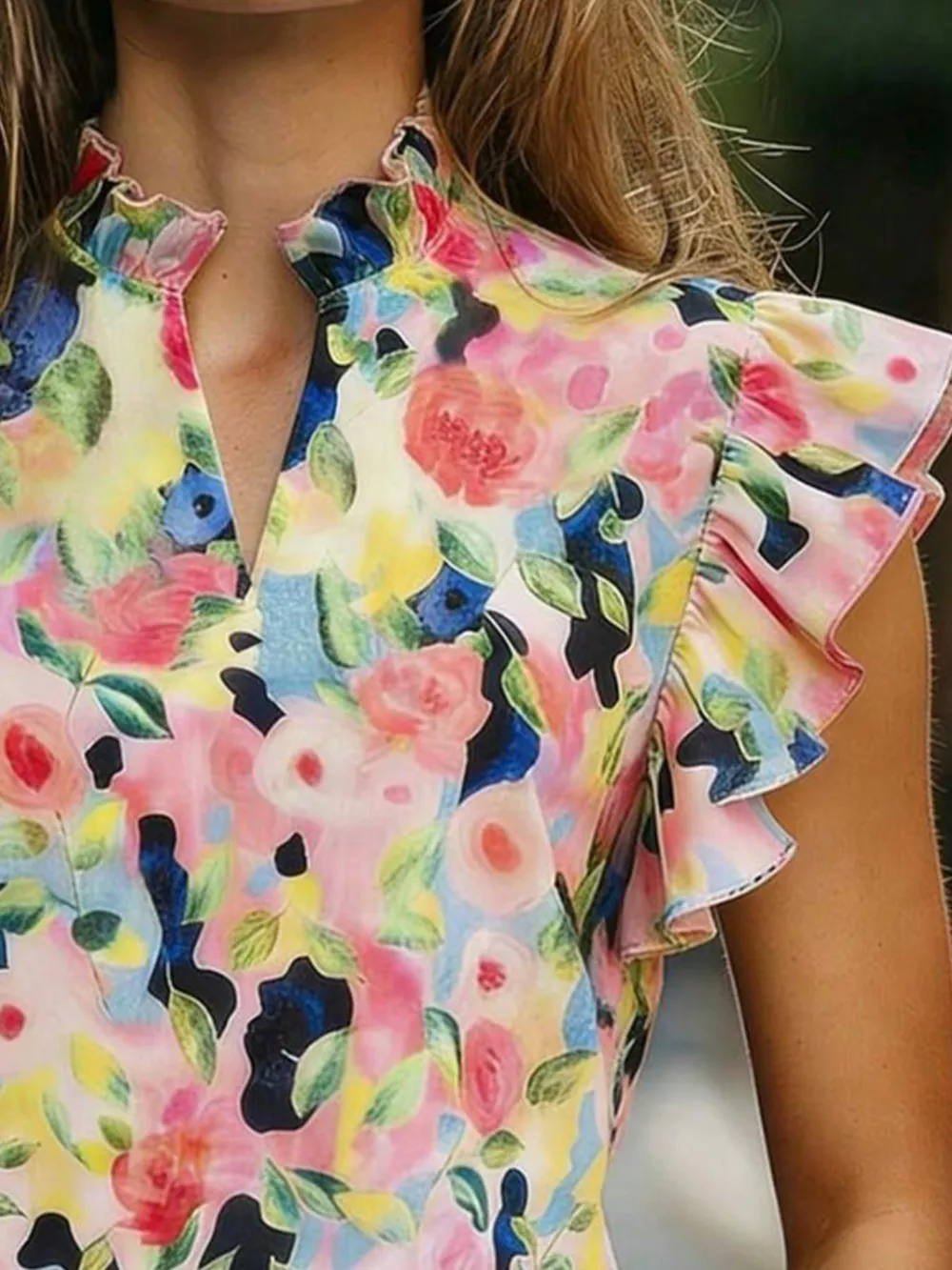 Printed Ruffle Sleeve Blouse, image 12
