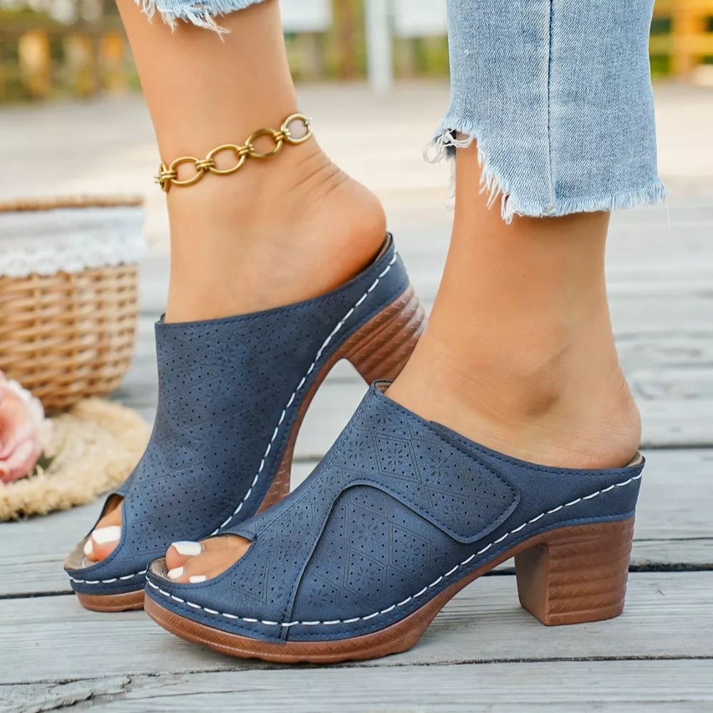 Peep Toe Block Heel Sandals, image 8