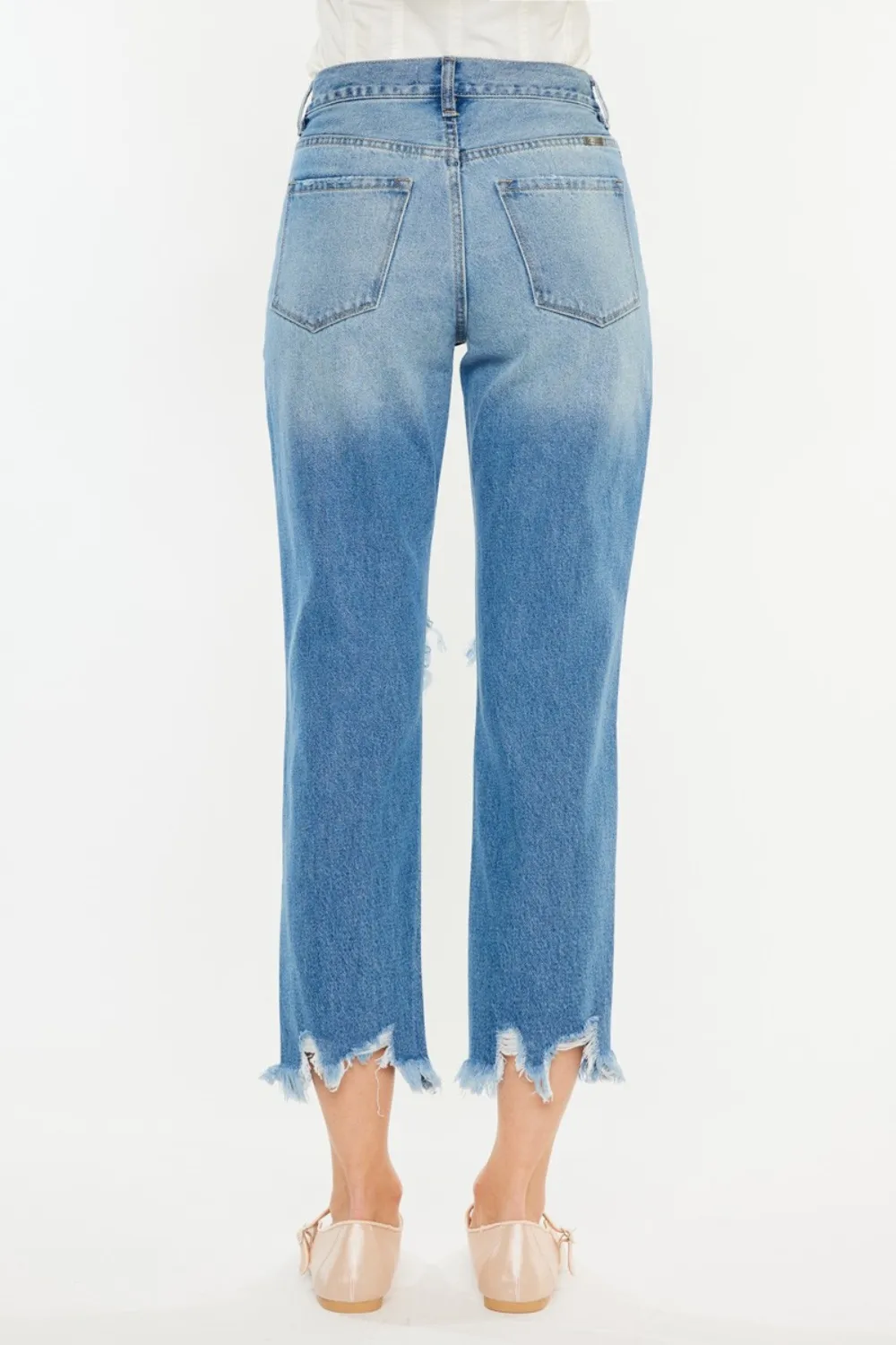 Distressed Frayed Hem Cropped Jeans, image 3