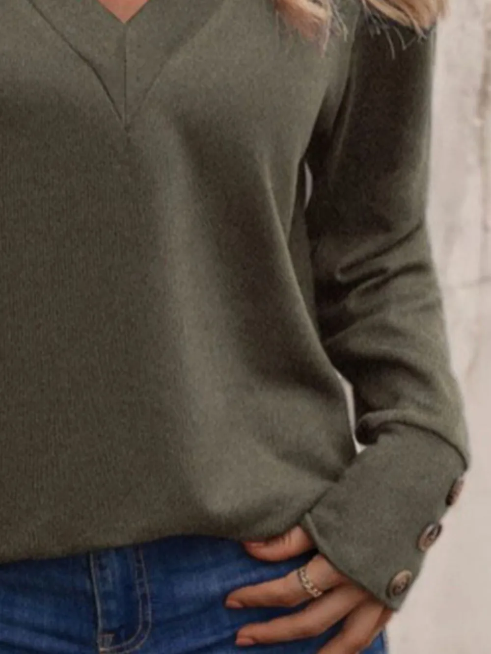 V-Neck Long Sleeve T-Shirt, image 9